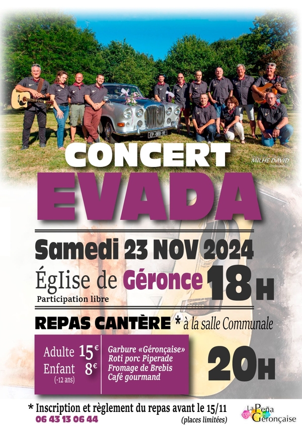 Concert EVADA et repas CANTERE - GERONCE