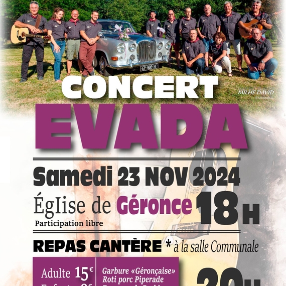 Concert EVADA et repas CANTERE - GERONCE